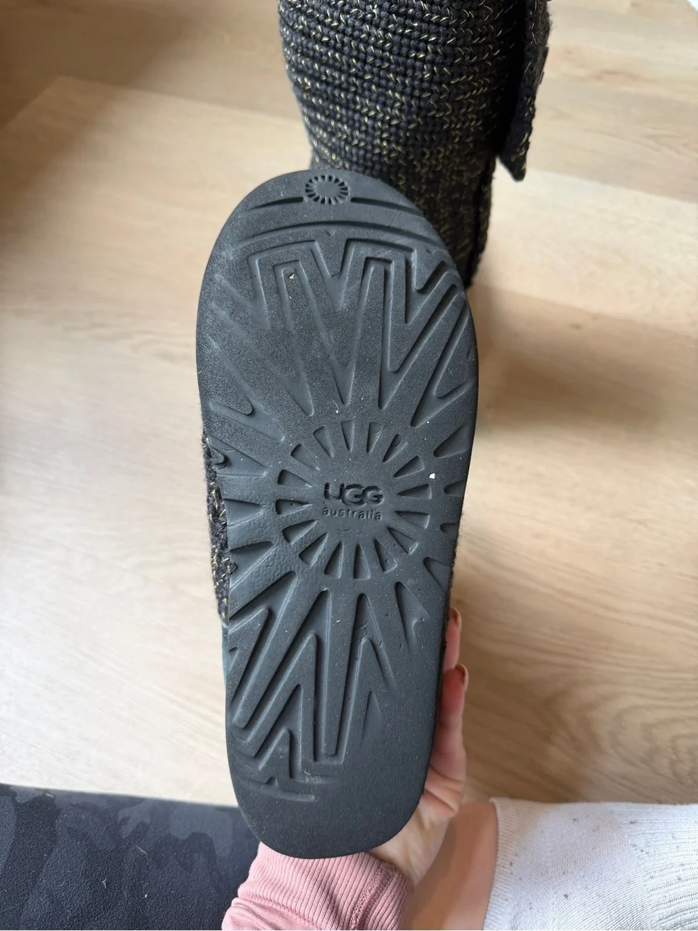 UGG Black Knit Fold-Over Ankle Boots